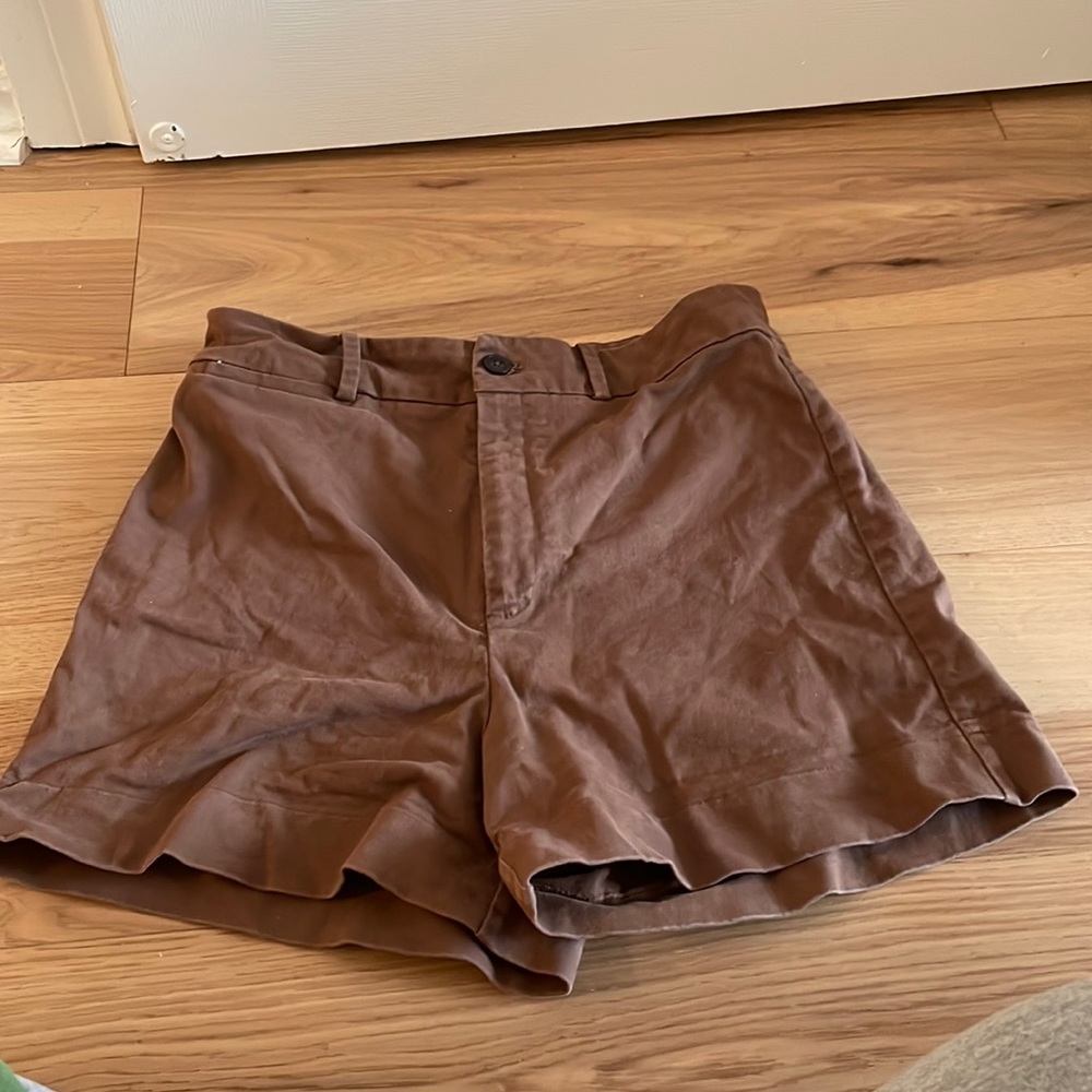 Frank and Oak brown shorts, mid length. Size 12.
